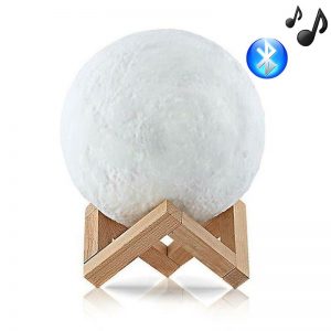 Ανάγλυφο Φωτιστικό Αφής Ηχείο Bluetooth Φεγγάρι 3D