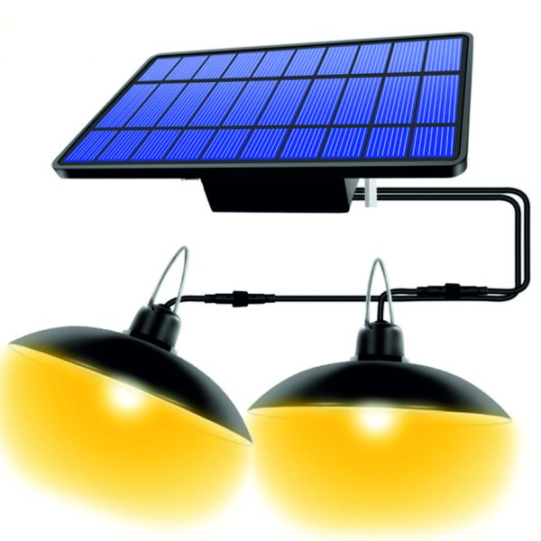 Ηλιακό Πάνελ με 2 Κρεμαστά Φωτιστικά- 3 Επίπεδα Φωτισμού