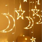 Χριστουγεννιάτικα Λαμπάκια Led Κουρτίνα με Φεγγάρια - Αστέρια
