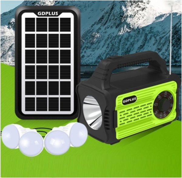 Ηλιακό Σύστημα Φωτισμού με 4 Λάμπες Bluetooth - Αναλογικό Ραδιόφωνο