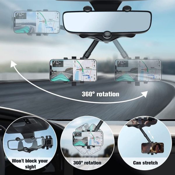 Βάση Κινητού για Καθρέφτη Αυτοκινήτου 360°