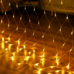 Χριστουγεννιάτικα Λαμπάκια Κουρτίνα Δίχτυ LED 3×3 Διαφανές Καλώδιο