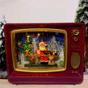 Χριστουγεννιάτικη Φωτιζόμενη Μεγάλη Retro Τηλεόραση με τον Άγιο Βασίλη