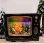 Χριστουγεννιάτικη Φωτιζόμενη Μεγάλη Retro Τηλεόραση με τον Άγιο Βασίλη και Κίνηση