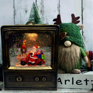 Χριστουγεννιάτικη Φωτιζόμενη Retro Τηλεόραση με τον Άγιο Βασίλη