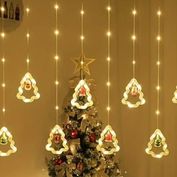 Χριστουγεννιάτικη Κουρτίνα Δεντράκια με Φωτισμό Led