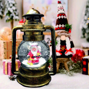 Χριστουγεννιάτικο Φωτιζόμενο Vintage Φανάρι Άγιος Βασίλης με Μουσική