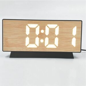 Επιτραπέζιο Ξύλινο Ρολόι Led