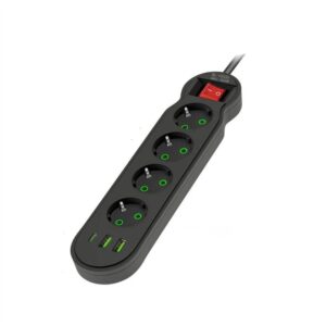 Πολύπριζο Ασφαλείας 4 Θέσεων, 2 USB – 1 Type-C 5m