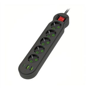Πολύπριζο Ασφαλείας 5 Θέσεων, 2 USB – 1 Type-C 5m