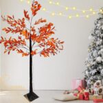 Διακοσμητικό Δέντρο Led 1.50m με Πορτοκαλί Φύλλα
