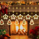 Χριστουγεννιάτικη Κουρτίνα Δεντράκια - Αστεράκια με Φωτισμό Led