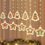 Χριστουγεννιάτικη Κουρτίνα Δεντράκια - Αστεράκια με Φωτισμό Led
