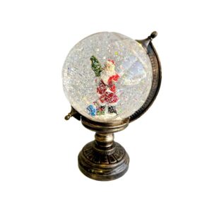 Χριστουγεννιάτικη Φωτιζόμενη Retro Υδρόγειος με τον Άγιο Βασίλη και Κίνηση