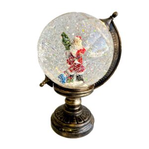 Χριστουγεννιάτικη Φωτιζόμενη Retro Υδρόγειος Μεγάλη με τον Άγιο Βασίλη και Κίνηση