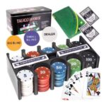 Σετ 200 Αριθμημένες Μάρκες Poker με 2 Τράπουλες και Τσόχα