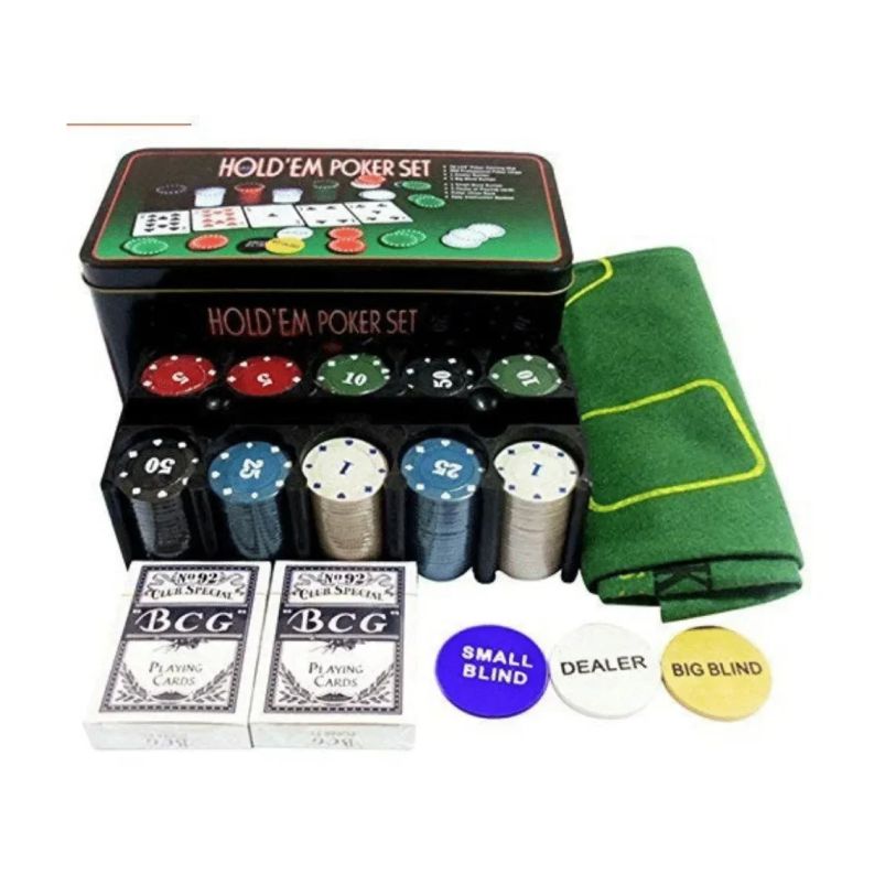 Σετ 200 Αριθμημένες Μάρκες Poker με 2 Τράπουλες και Τσόχα Σετ 200 Αριθμημένες Μάρκες Poker με 2 Τράπουλες και Τσόχα