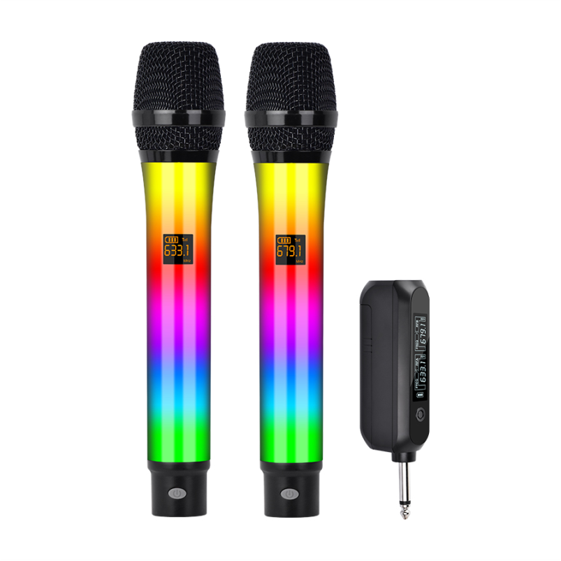 Σετ Aσύρματα Mικρόφωνα Karaoke RGB LED Σετ Aσύρματα Mικρόφωνα Karaoke RGB LED